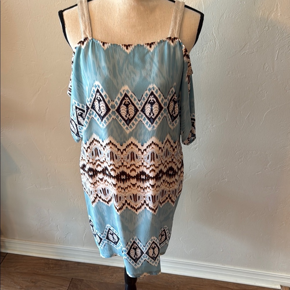 Blue and Brown Patterned Dress
